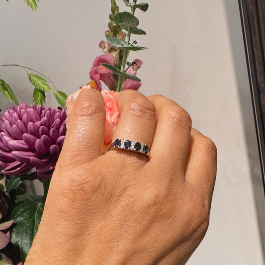 Diamond Sapphire 9k Row Ring 16018-8700