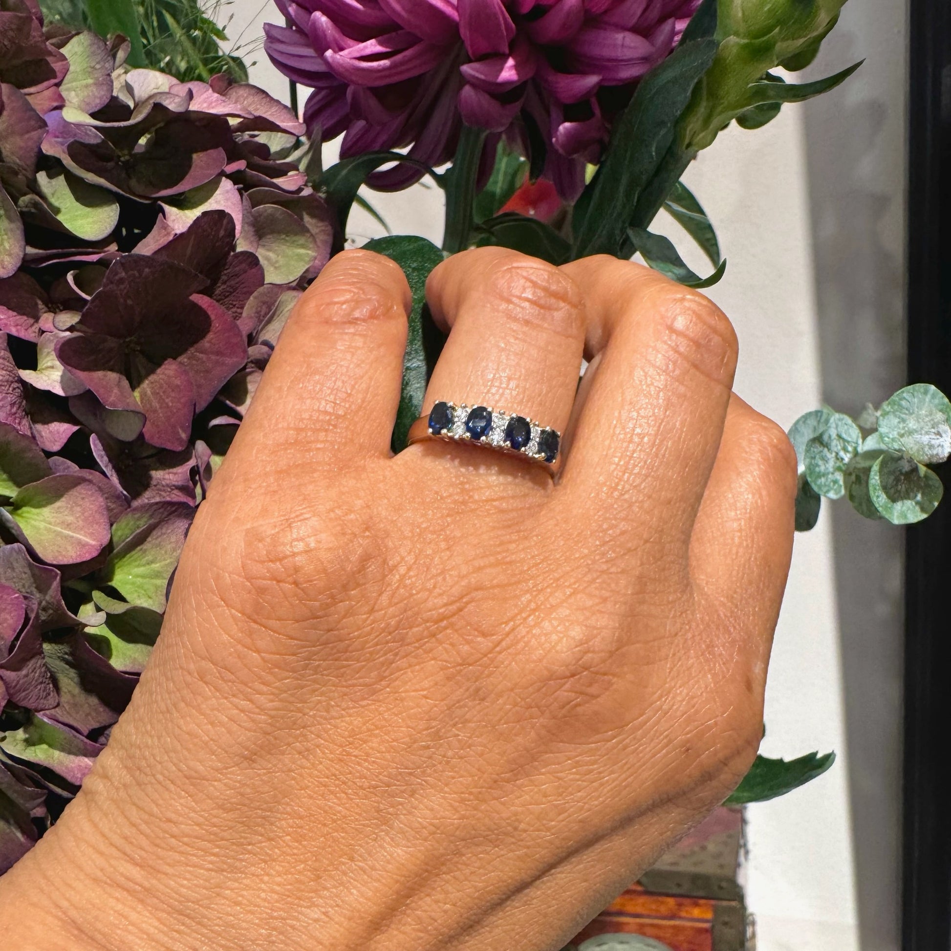 Diamond Sapphire 9k Row Ring 16018-8700