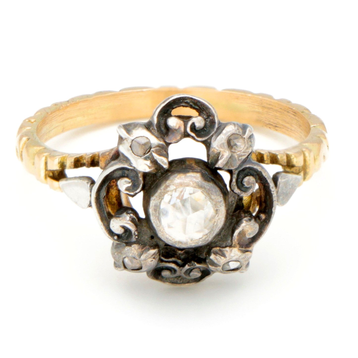 Antique Rose Cut Diamond Cluster Engagement Ring