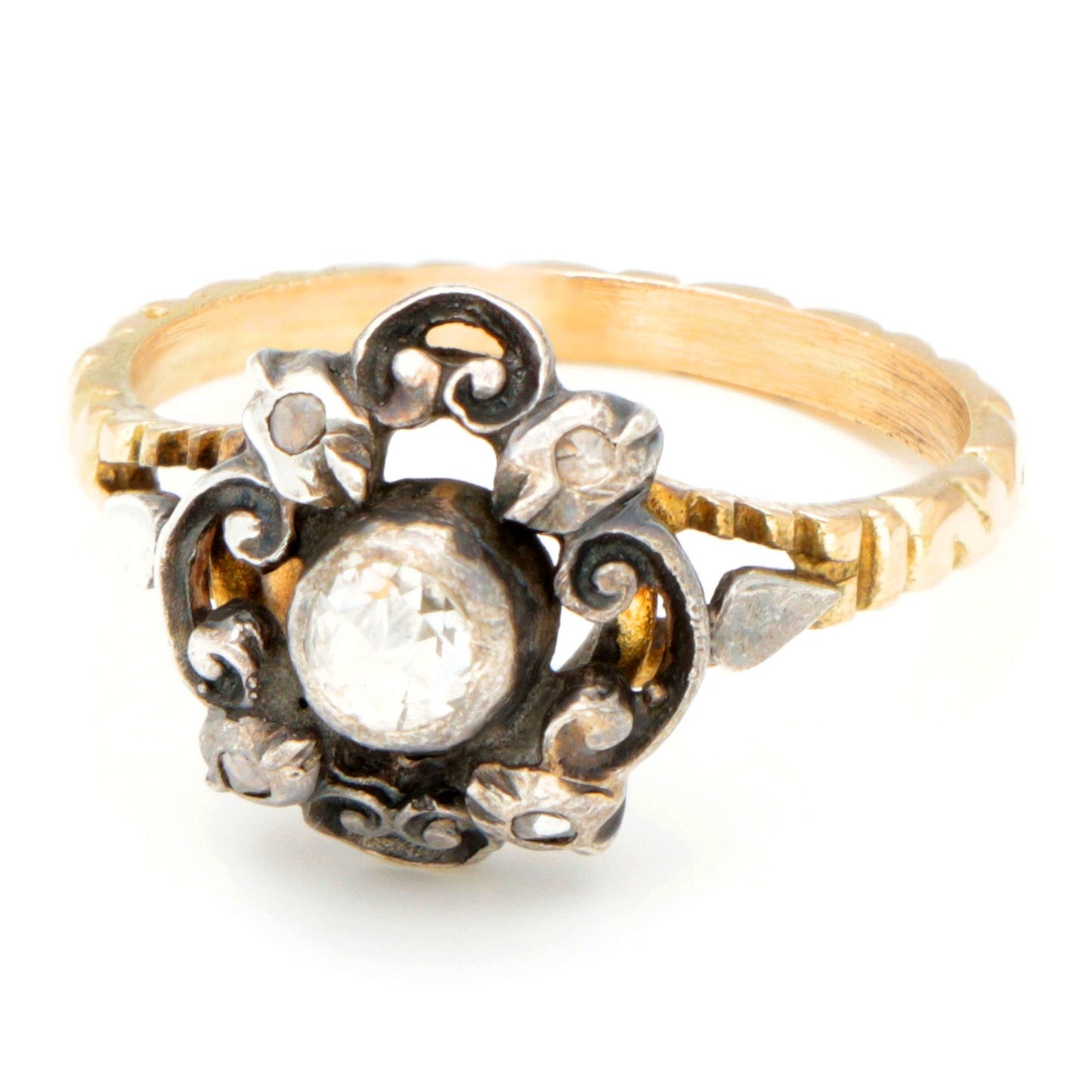 Antique Rose Cut Diamond Cluster Engagement Ring