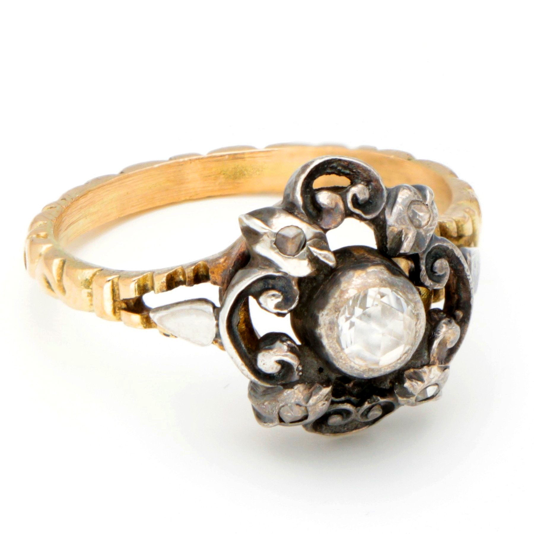 Antique Rose Cut Diamond Cluster Engagement Ring