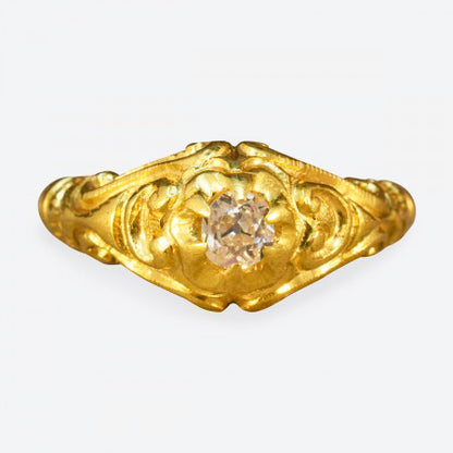 Antique Victorian Old Cut Diamond Gypsy Ring, 0.40ct, 18ct Yellow Gold