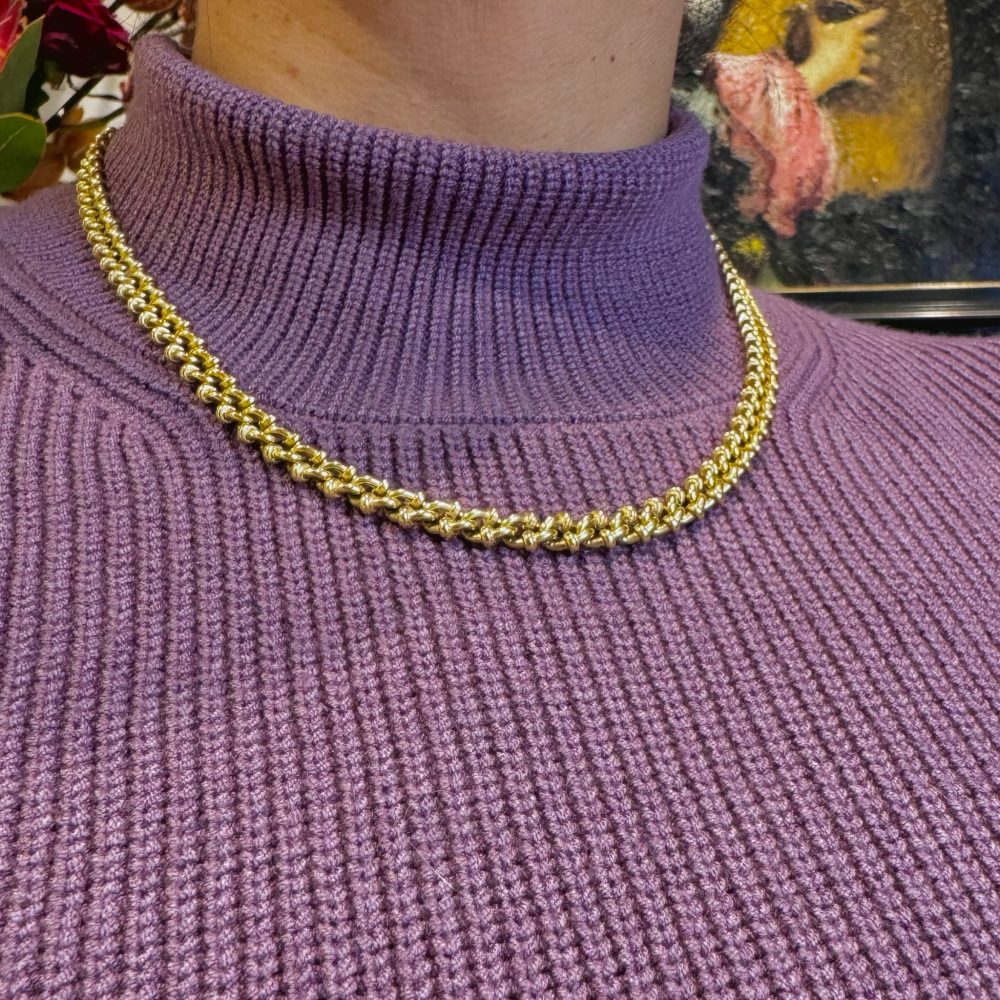 Vintage 18 Carat Yellow Gold Fancy Curb Link Necklace