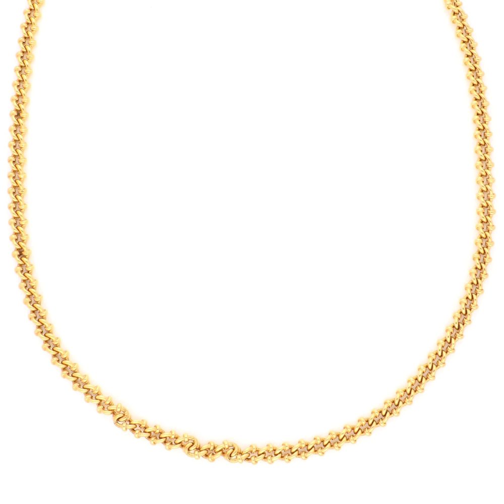 Vintage 18 Carat Yellow Gold Fancy Curb Link Necklace