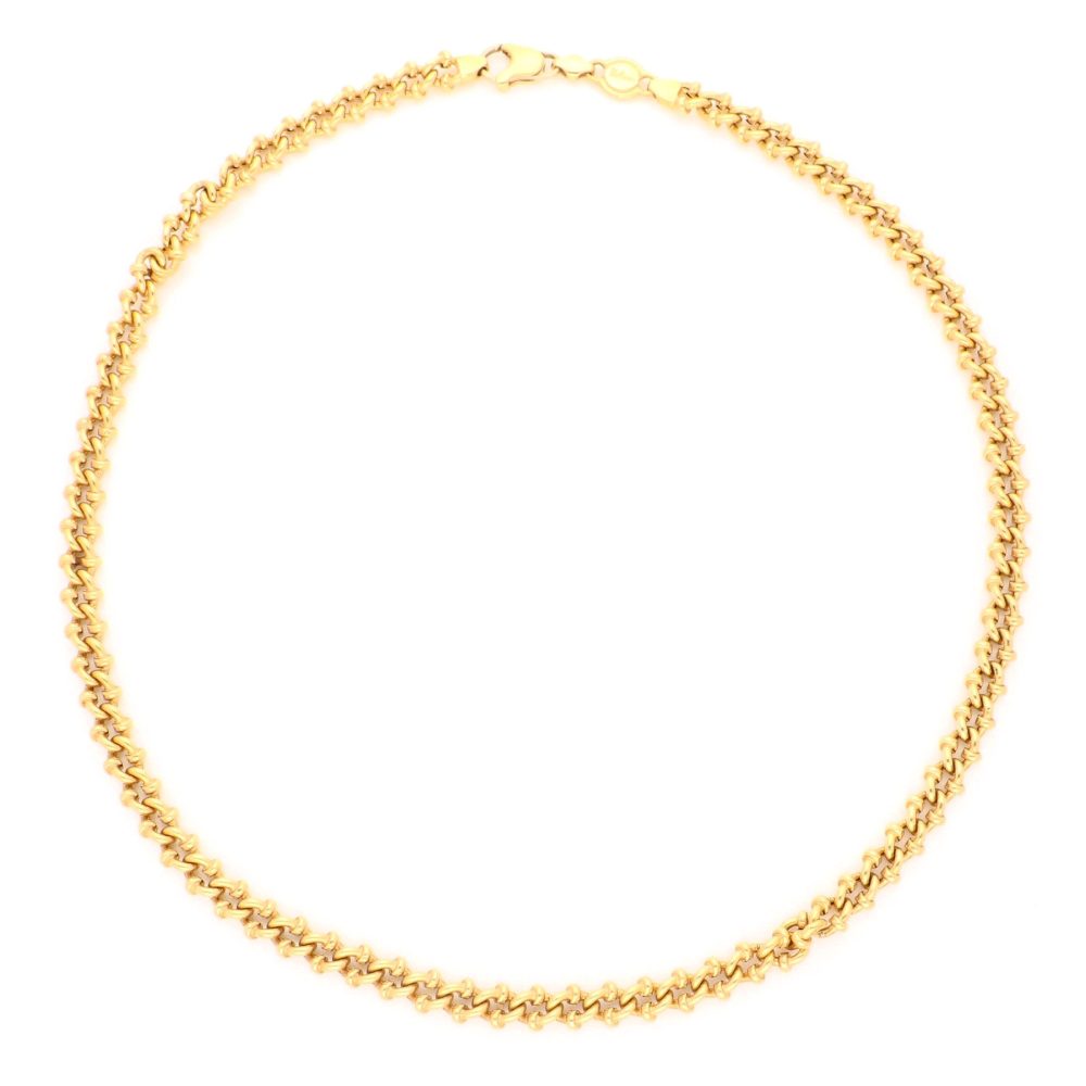 Vintage 18 Carat Yellow Gold Fancy Curb Link Necklace