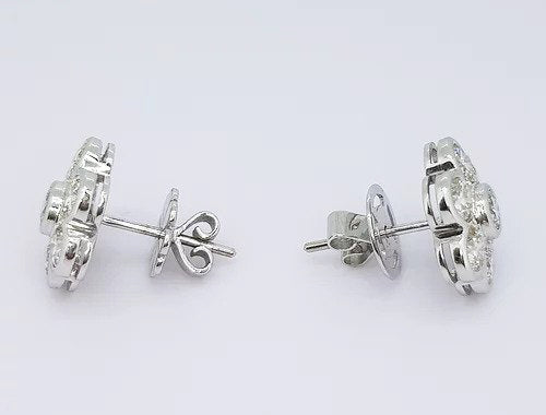 Daisy Diamond Cluster Stud Earrings, 3.00 carat total, 18ct White Gold