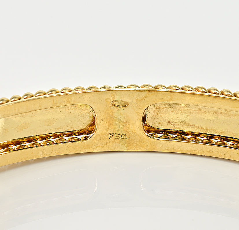 Vintage Retro Italian 33.80ct Natural Citrine and Black Enamel Bangle Bracelet in 18ct Yellow Gold