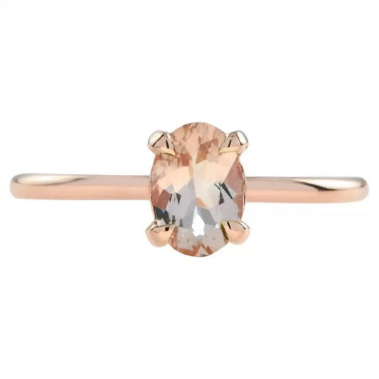 1.20ct Oval Pink Morganite Solitaire Engagement Ring