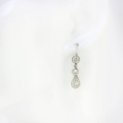 Antique Edwardian Old Cut Diamond Drop Earrings in Platinum