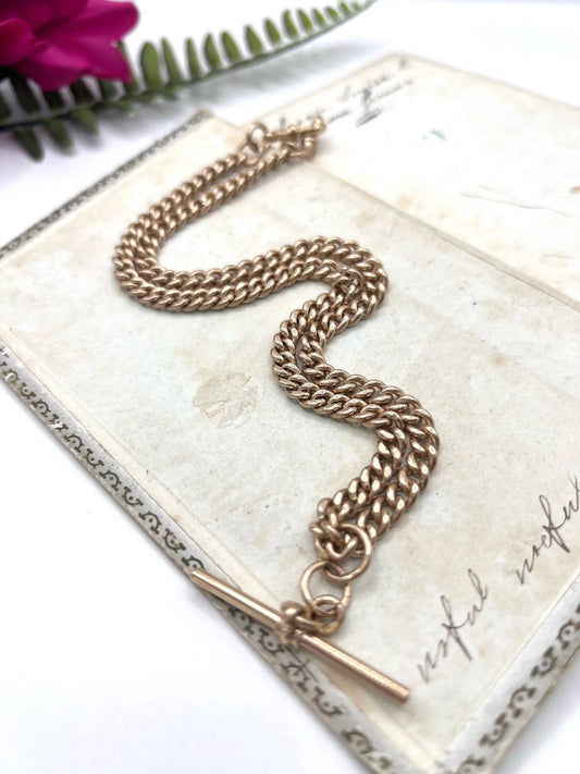 Vintage 9 ct Gold Albert Chain: Watch Chain Necklace, Birmingham 1930