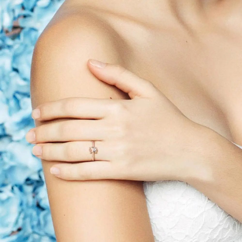 1.20ct Oval Pink Morganite Solitaire Engagement Ring