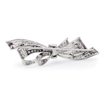 Vintage 2.56ct Brilliant and Baguette Diamond Bow Brooch
