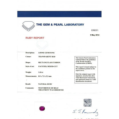 Ruby and Diamond Pendant, certified natural ruby with no heat treatment