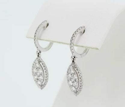 1.00ct Diamond Marquise Shaped Cluster Drop Earrings
