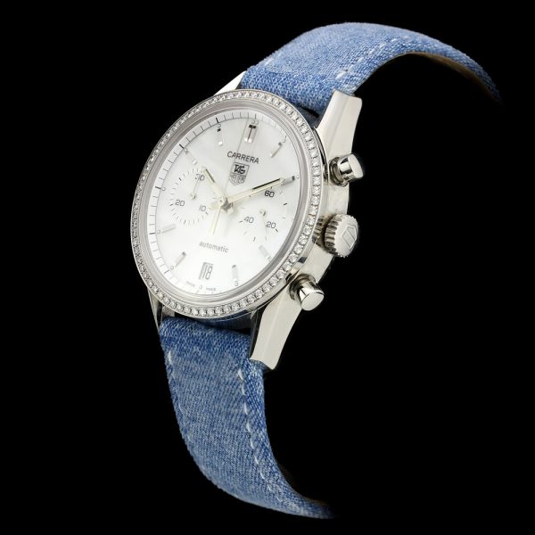 Tag Heuer Carrera 39mm Steel Automatic Watch with Diamond Set Bezel, ref CV2116