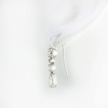 Antique Edwardian Old Cut Diamond Drop Earrings in Platinum