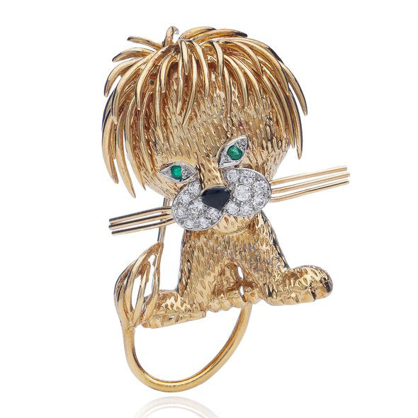 Vintage brooch Van Cleef and Arpels 'Lion Ebouriffe' Lion Clip Brooch