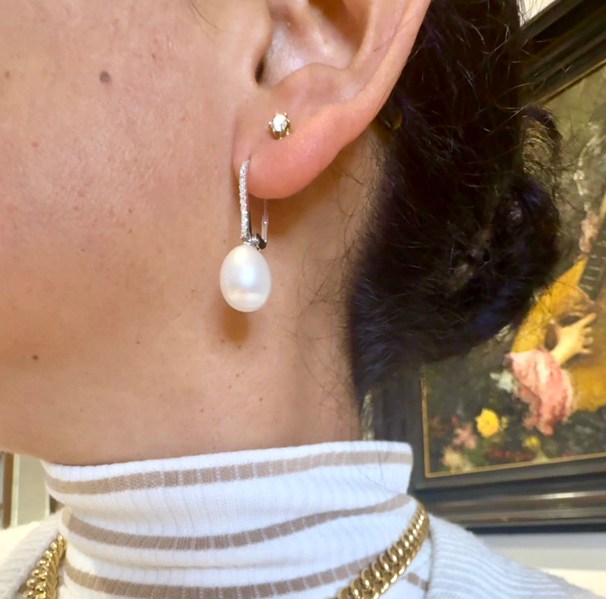 Diamond Pearl 14k Pendant Earrings 16623-8904