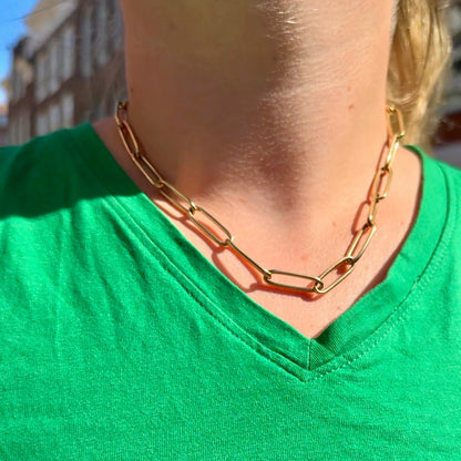 14ct Yellow Gold Paper Clip Link Chain Necklace