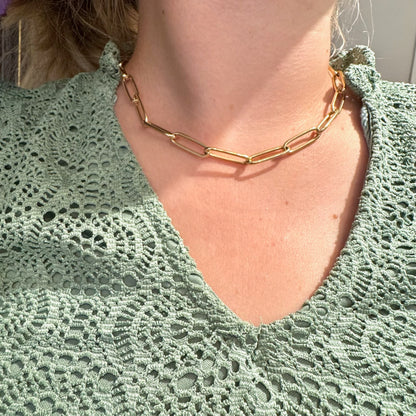 14ct Yellow Gold Paper Clip Link Chain Necklace