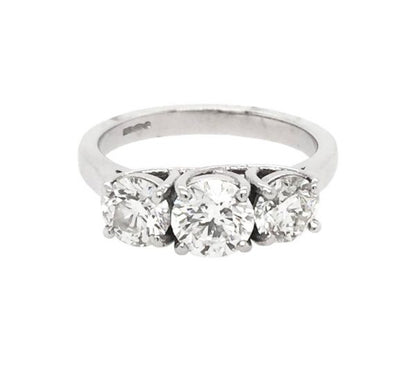 Vintage Diamond Trilogy Ring, 2.55 carat total, set in Platinum