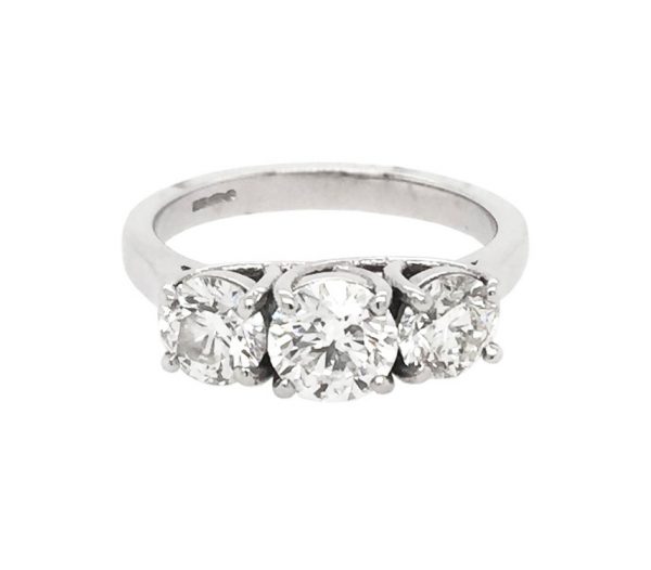 Vintage Diamond Trilogy Ring, 2.55 carat total, set in Platinum