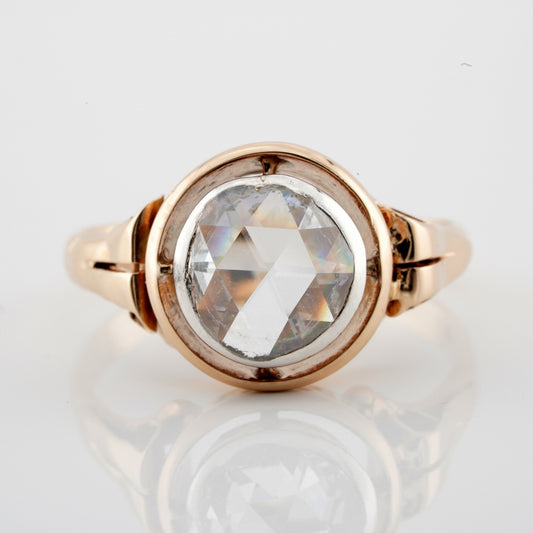 Antique Victorian 2.20ct Rose Cut Diamond Solitaire Ring