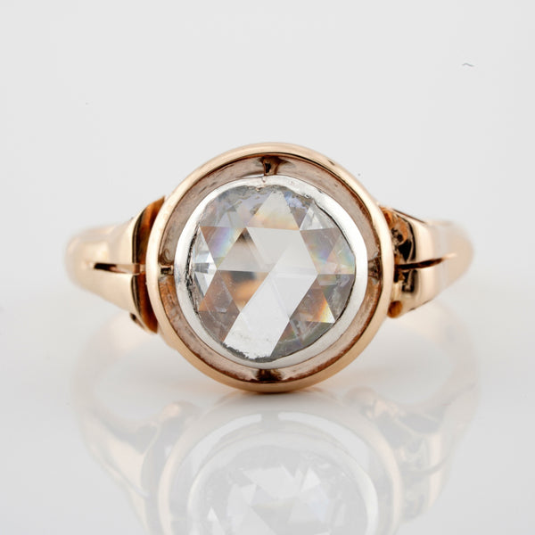 Antique Victorian 2.20ct Rose Cut Diamond Solitaire Ring