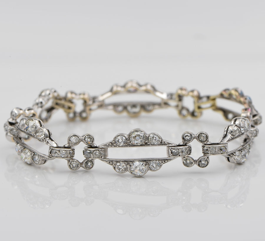 Antique Victorian 8.5ct Old Mine Cut Diamond Link Bracelet