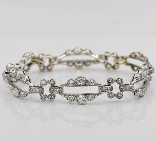 Antique Victorian 8.5ct Old Mine Cut Diamond Link Bracelet