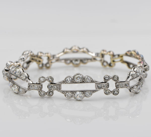 Antique Victorian 8.5ct Old Mine Cut Diamond Link Bracelet