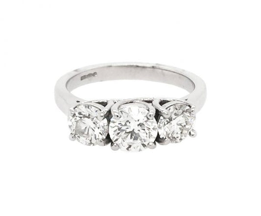 Vintage Diamond Trilogy Ring, 2.55 carat total, set in Platinum