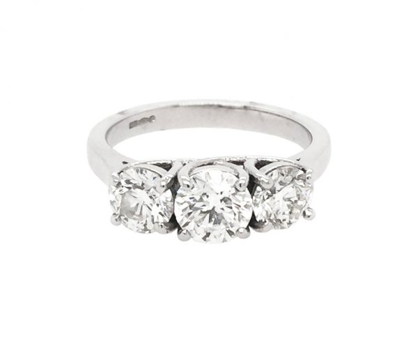 Vintage Diamond Trilogy Ring, 2.55 carat total, set in Platinum