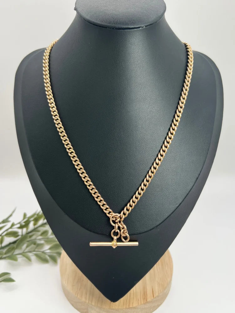 Antique Curb Link Albert Chain In 9 Carat Rose Gold