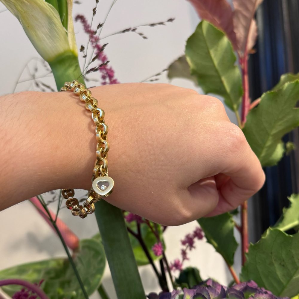 Vintage Chopard Happy Diamonds Heart Charm Gold Bracelet