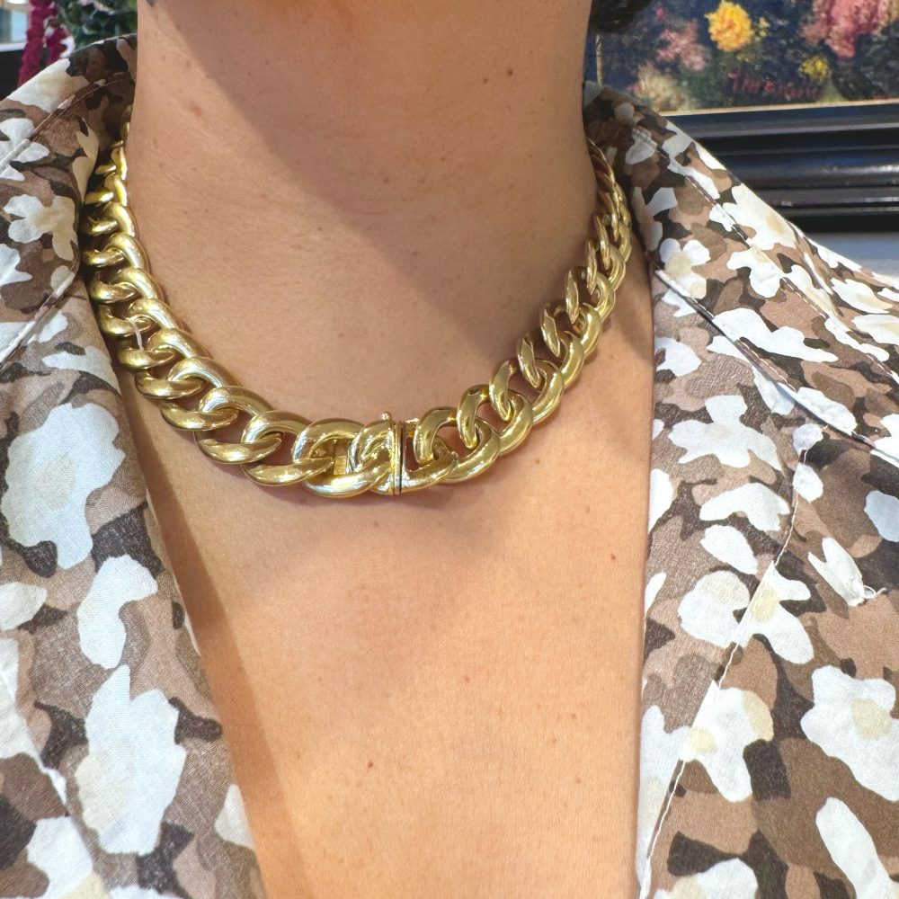 Vintage Italian 18ct Yellow Gold Curb Link Necklace