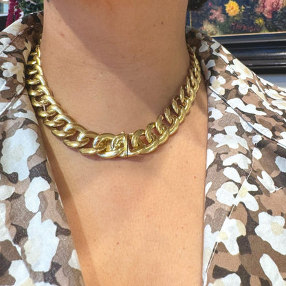 Vintage Italian 18ct Yellow Gold Curb Link Necklace
