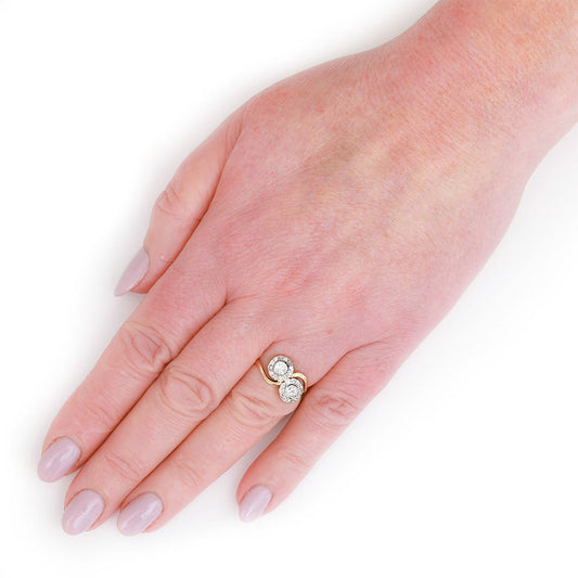 Antique Double Diamond Cluster Toi et Moi Ring
