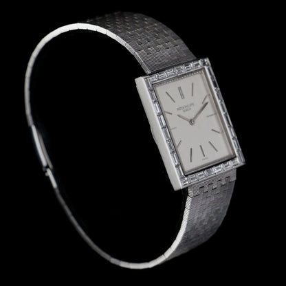 Vintage Patek Philippe 18ct White Gold Manual Watch with Baguette Diamond Bezel, Circa 1980s