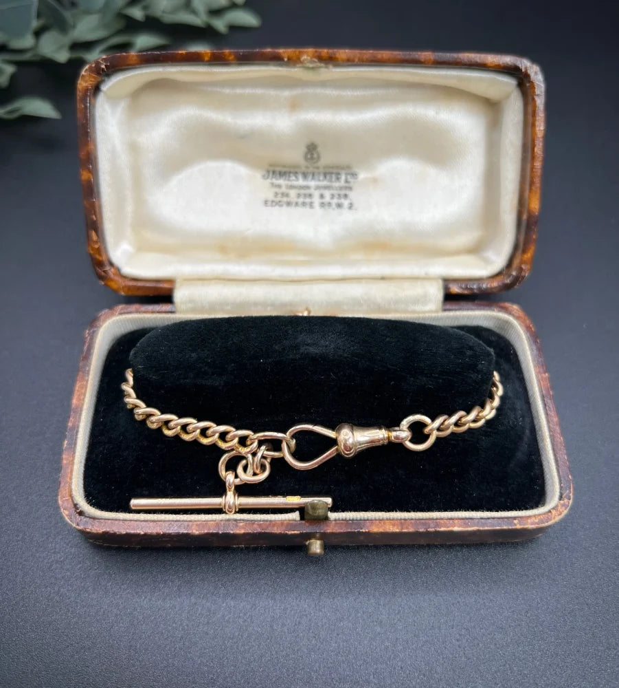 Victorian 15 Carat Rose Gold Curb Link Albert Bracelet