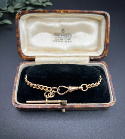 Victorian 15 Carat Rose Gold Curb Link Albert Bracelet