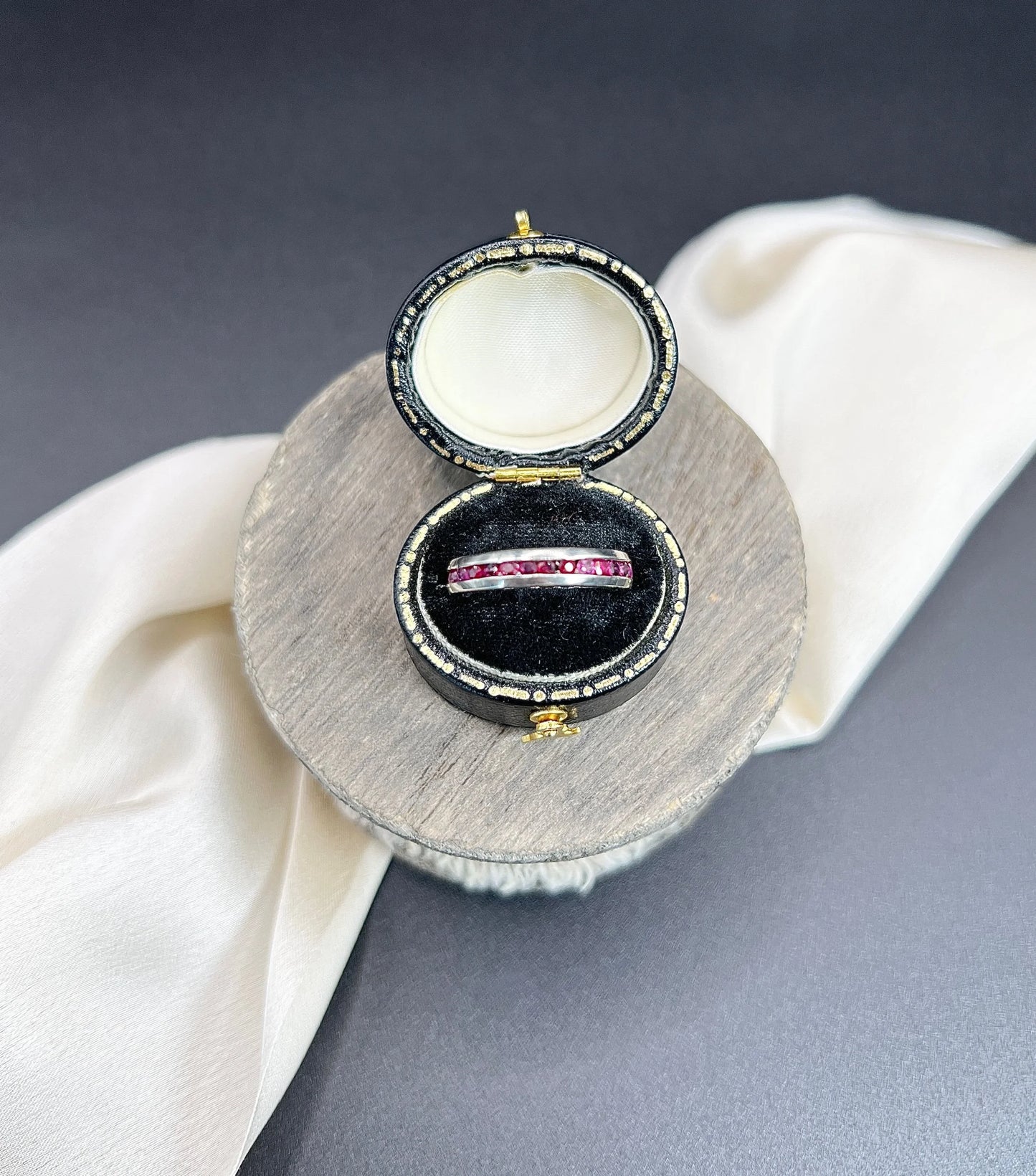 Vintage Platinum Ruby Channel Set Full Eternity Ring, Circa 1980