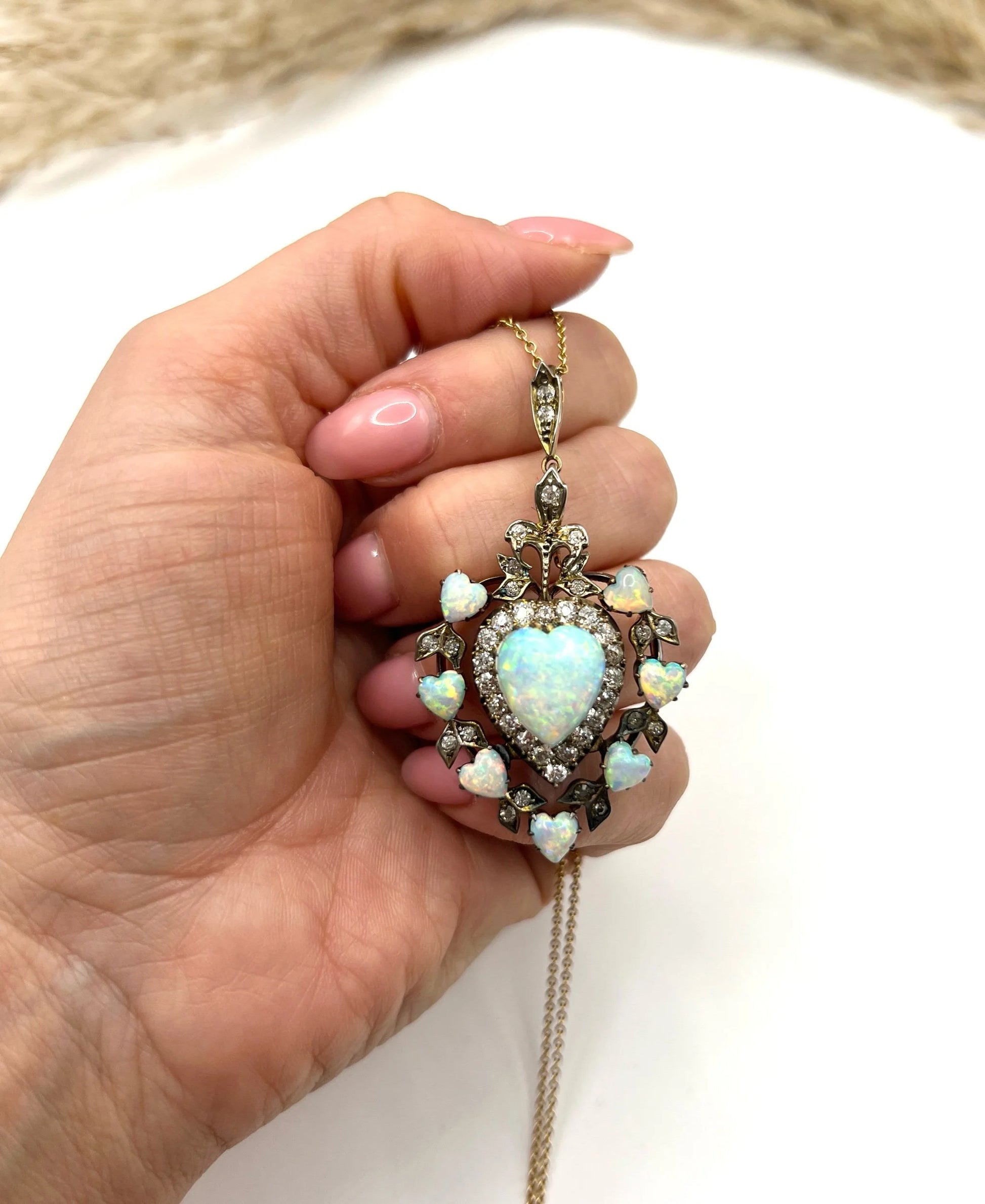 Early Victorian Antique Large Diamond Heart Cluster Pendant, Circa 1870