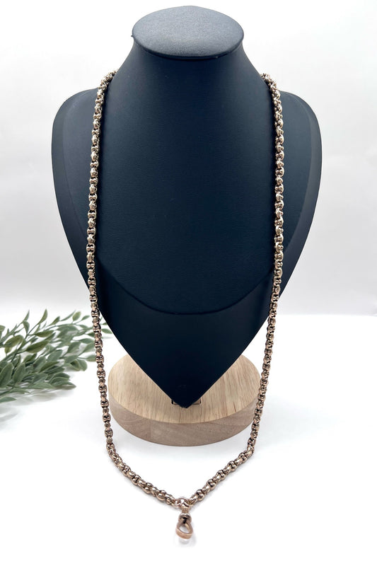 Victorian 9 Carat Rose Gold Long Fancy Link Chain, Circa 1880