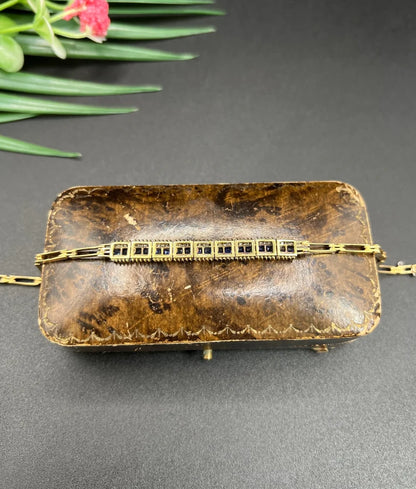 Edwardian Antique Sapphire and Rose Cut Diamond Bracelet