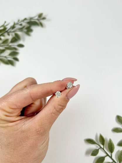 Vintage 1.02ct Diamond Solitaire Stud Earrings