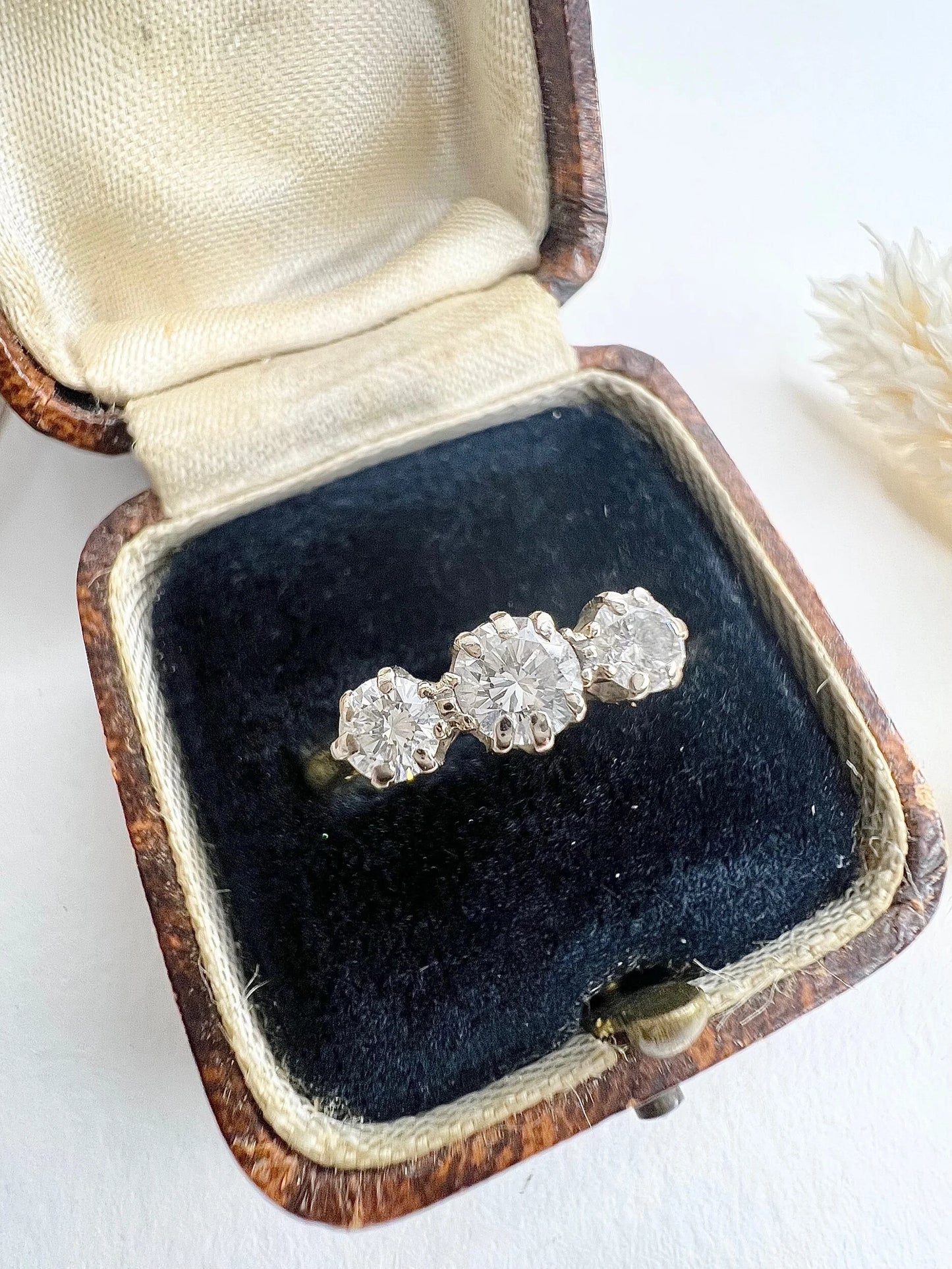 Preloved 18 ct Yellow Gold, 3 Stone Diamond Engagement Ring