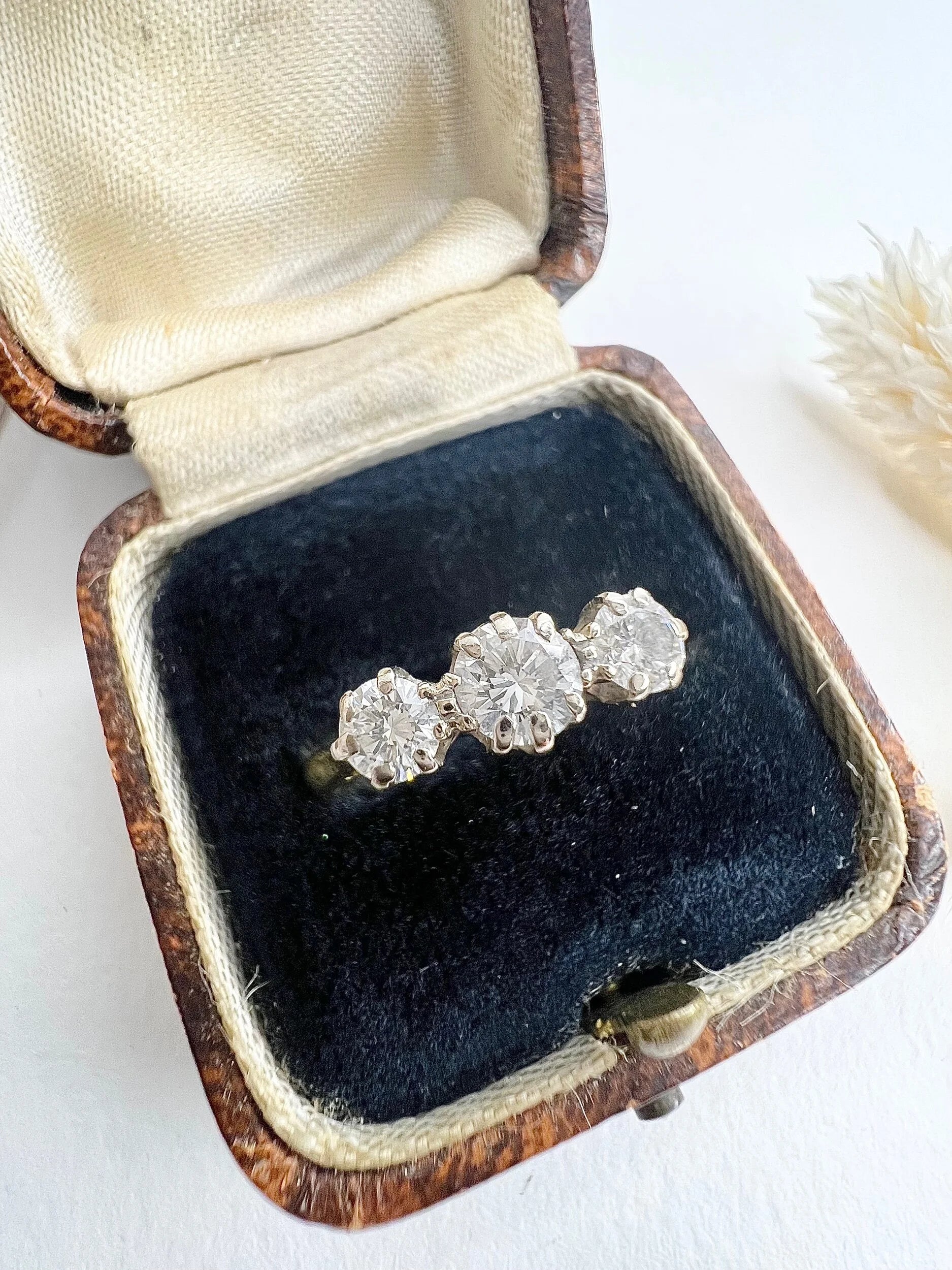 Preloved 18 ct Yellow Gold, 3 Stone Diamond Engagement Ring