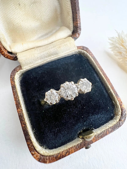 Preloved 18 ct Yellow Gold, 3 Stone Diamond Engagement Ring