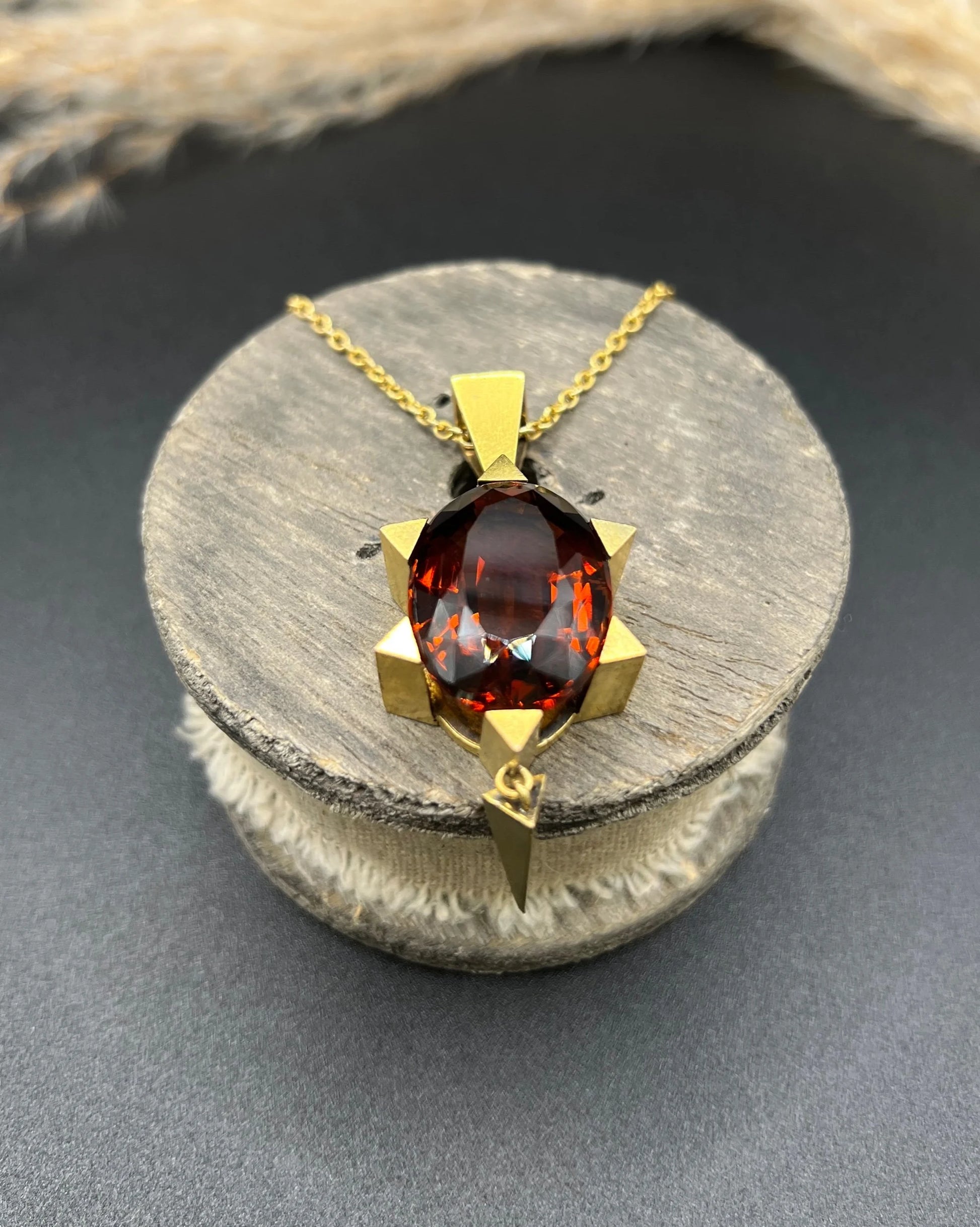 Antique Vintage Art Deco Large Citrine Star Shaped Pendant in 15ct Gold